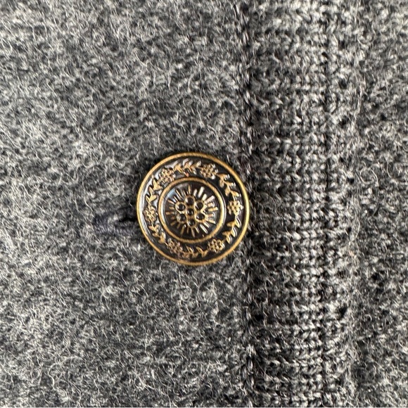 Tally Ho Cardigan Sweater Vintage 70s 80s Gray 100% Wool Embroidered Size M - Picture 6 of 7